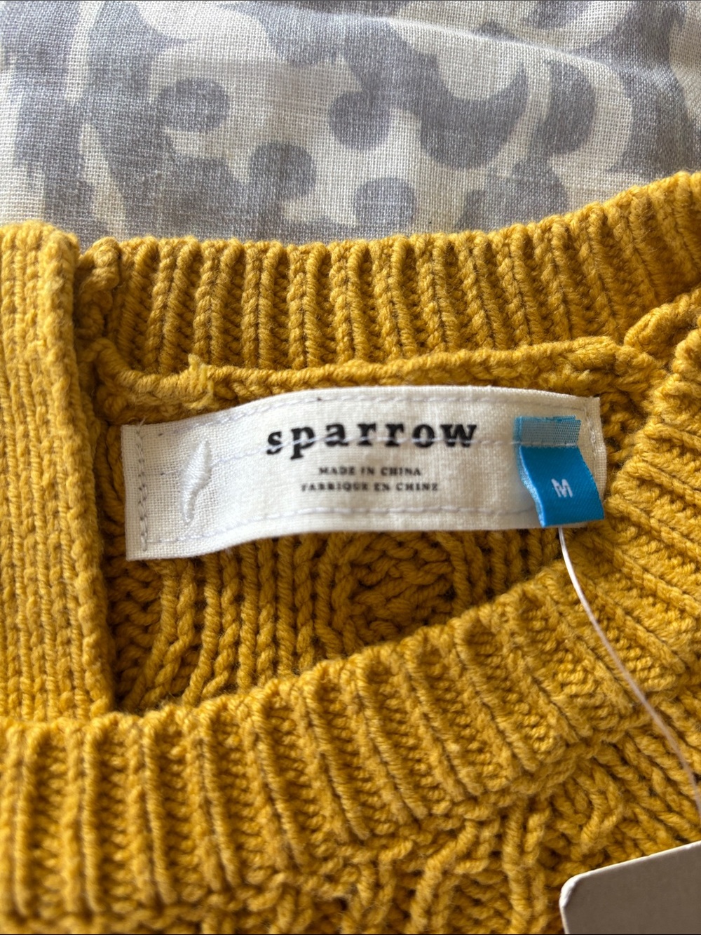 Sparrow x Anthropologie - Mustard Cable Knit Crew Sweater Size M. NWT - Picture 2 of 8